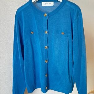 Blue Cardigan Gold Buttons (S)
